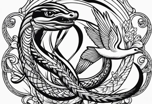 A Snake and a dove simple arm tattoo tattoo idea