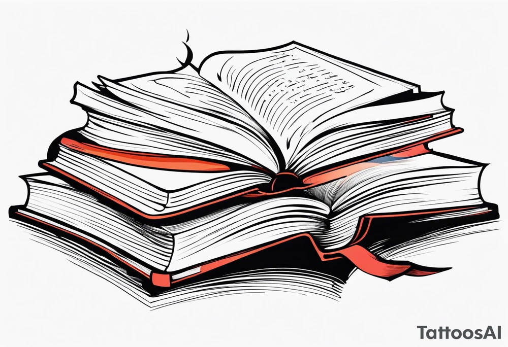 pile of open books no background tattoo idea