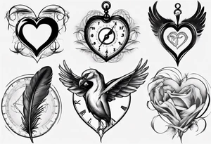heart and feather on scales tattoo idea