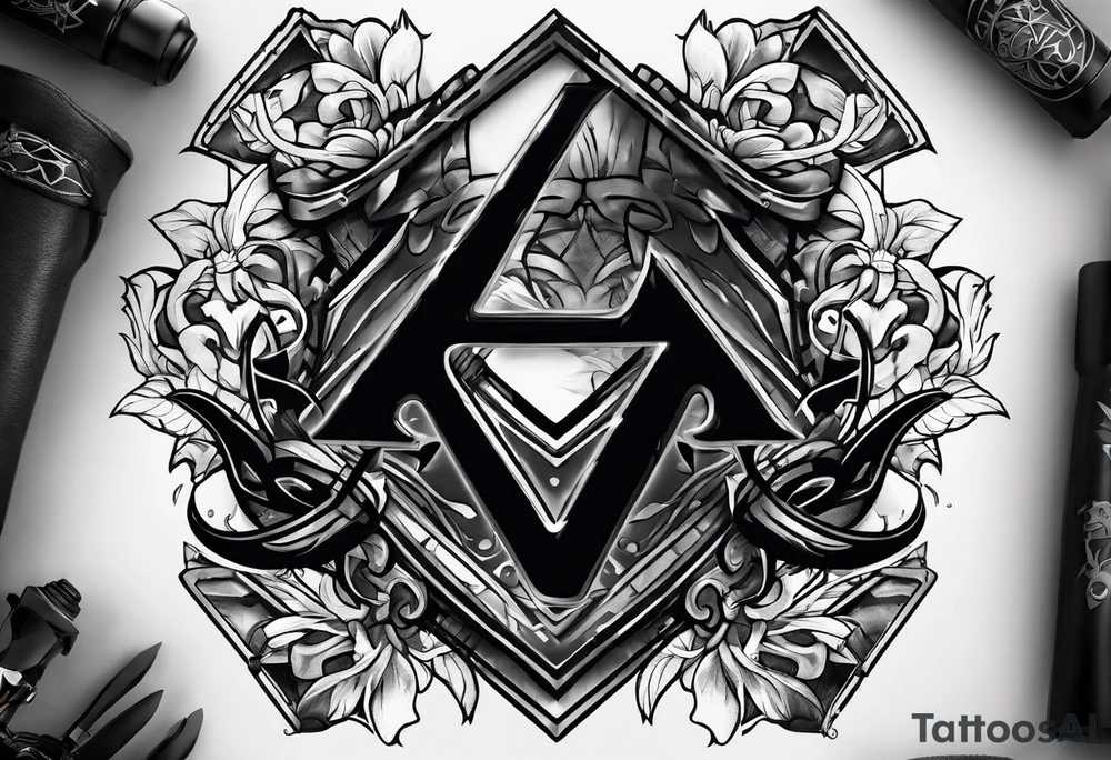 the letters A R in the middle of a ninja headband tattoo idea