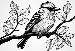 Bird powerfully looking while on a branch tattoo idea