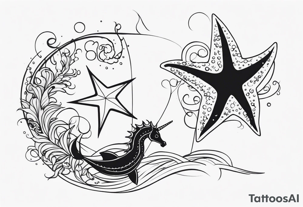 Star fish and sea horse tattoo idea