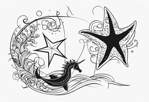 Star fish and sea horse tattoo idea