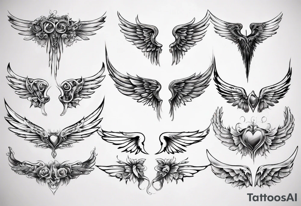 Wings with the dates (1) 09/12/2012 and (2) 24/10/2023 in between the wings tattoo idea
