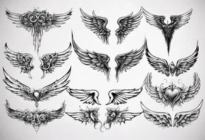 Wings with the dates (1) 09/12/2012 and (2) 24/10/2023 in between the wings tattoo idea