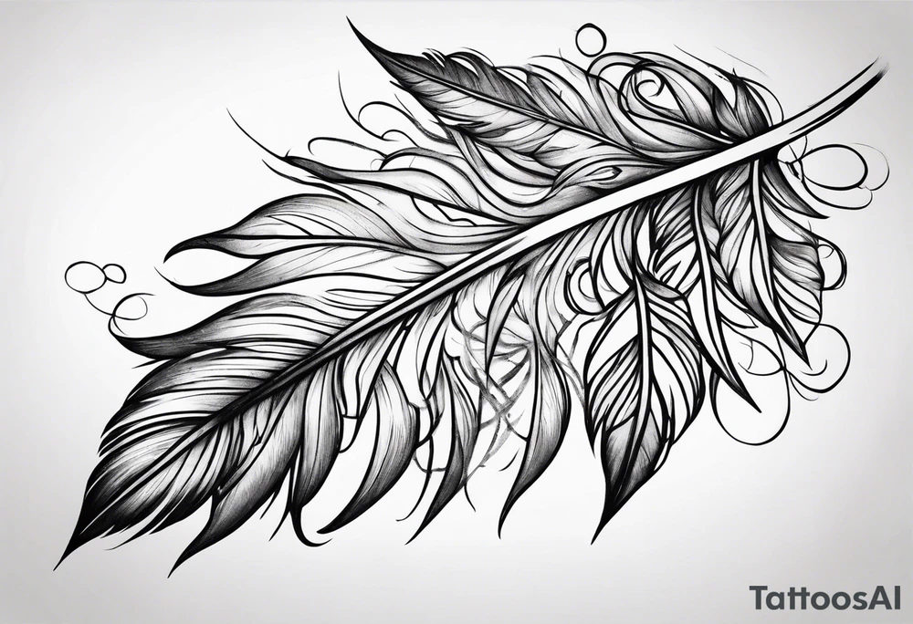 Feather flowers tattoo idea