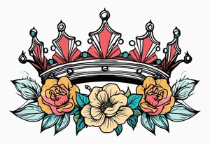 crown
old school vintage simple traditional design with vintage flowers surrounding
bold color simple tattoo idea