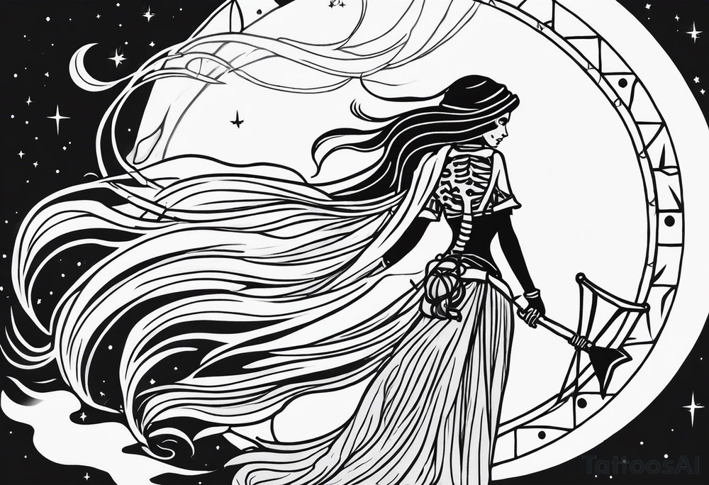 High priestess skeleton moon tarot card tattoo idea
