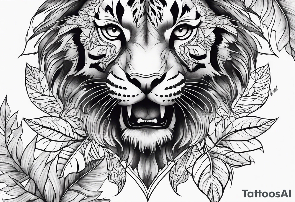 Front knee tattoo with fall colors tattoo idea