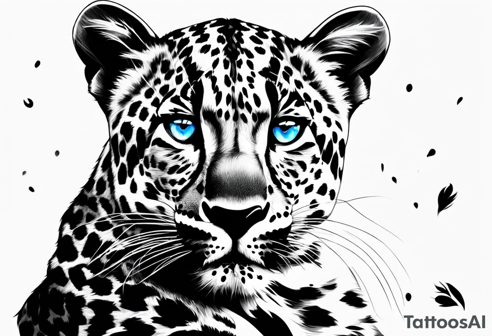 young leopard and its paws in Africa with blue eyes tattoo idea