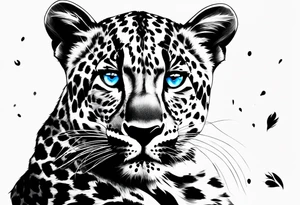 young leopard and its paws in Africa with blue eyes tattoo idea