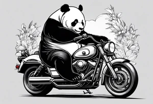 fat panda riding a motorcycle tattoo idea