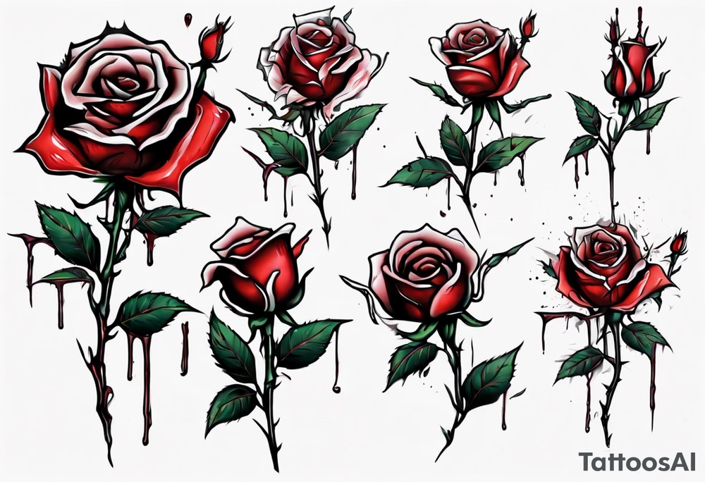 bleeding rose without stem flowers and only thorns tattoo idea