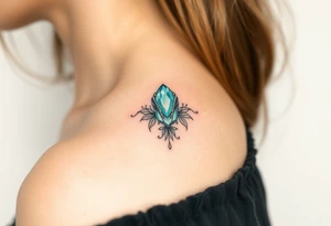 Witchy Aquamarine stone tattoo idea