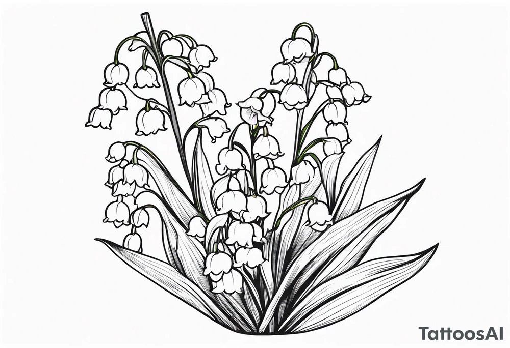 Lily of the valley Flower bouquet. Fine lines tattoo idea