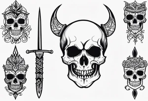 Skulls and dagger tattoo idea