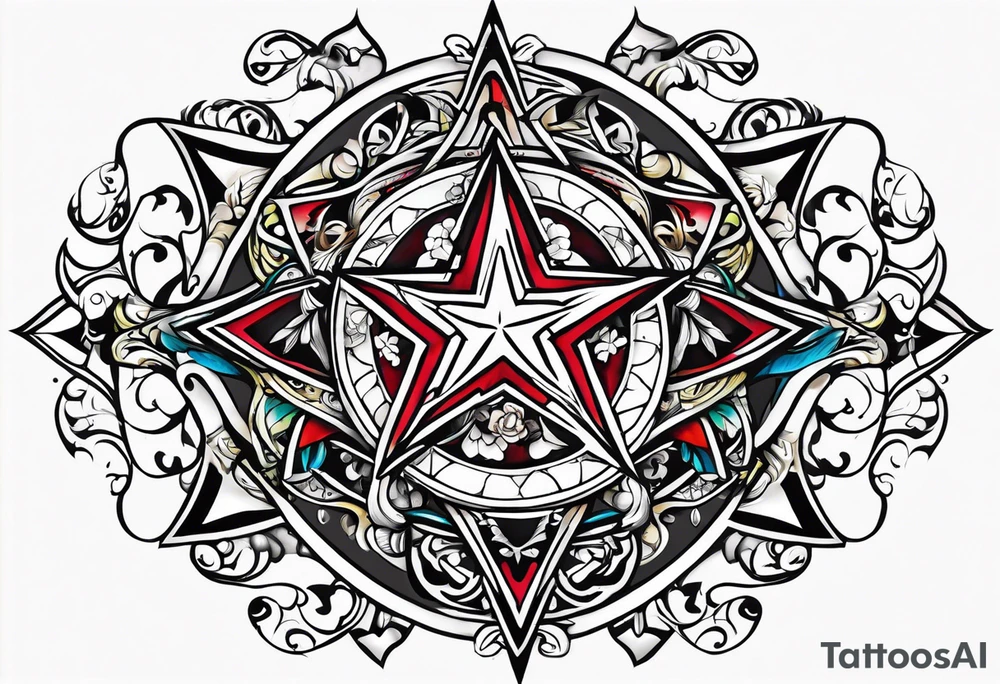 pentagram upsidedown cross tattoo idea