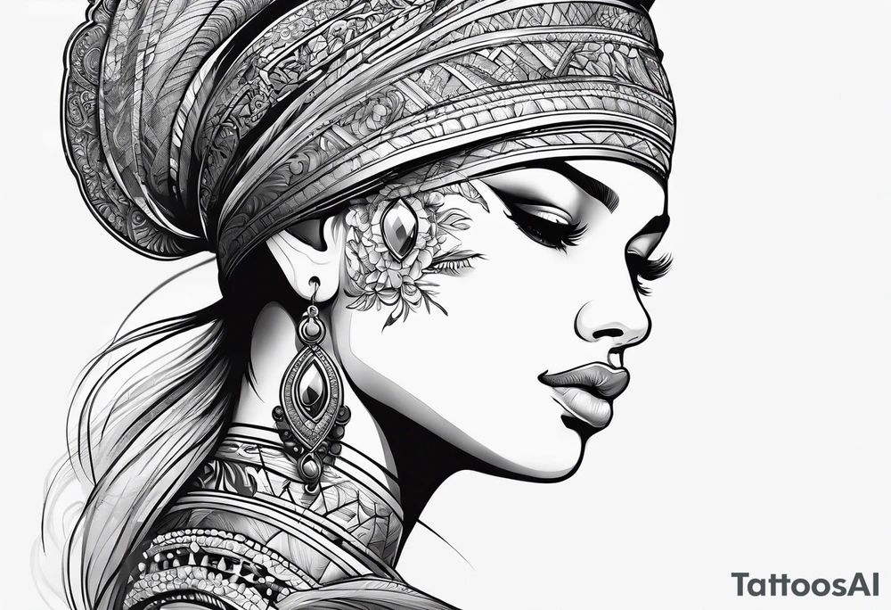 Christian woman side view tattoo idea