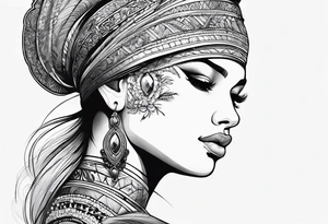 Christian woman side view tattoo idea