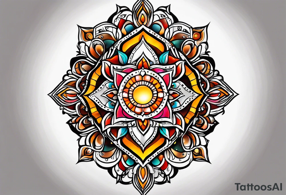 Thigh Sun Catcher oval tattoo idea