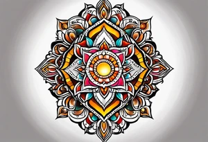 Thigh Sun Catcher oval tattoo idea