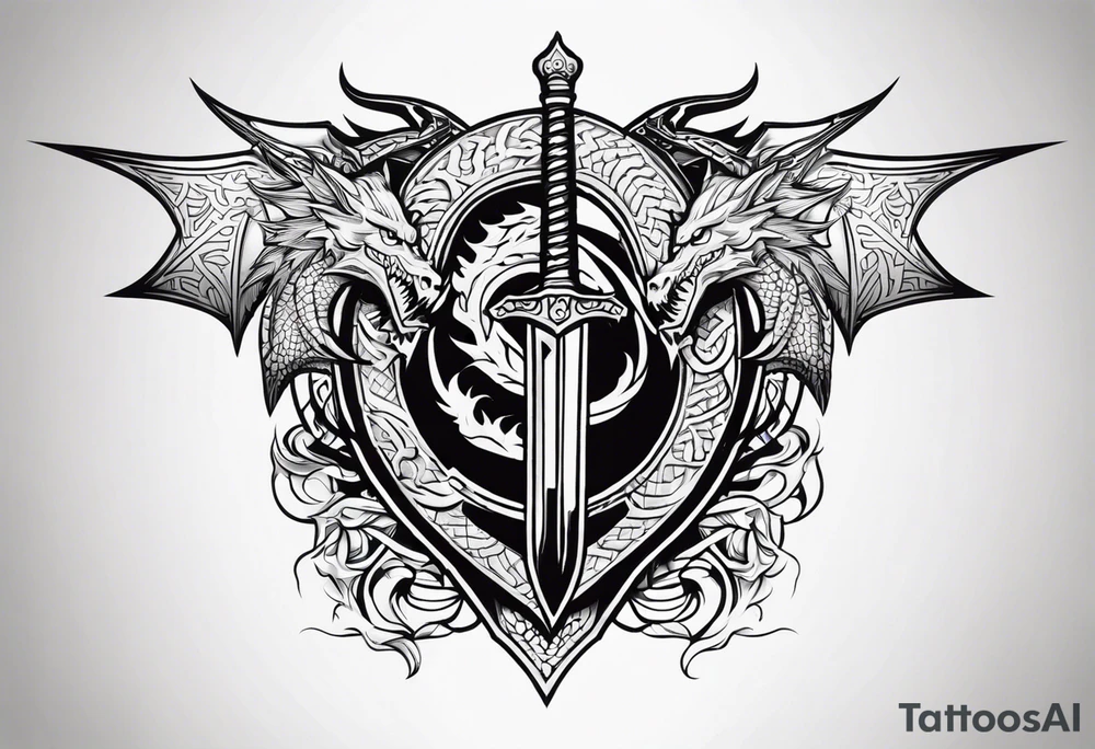 Valhalla sword shield dragon tattoo idea