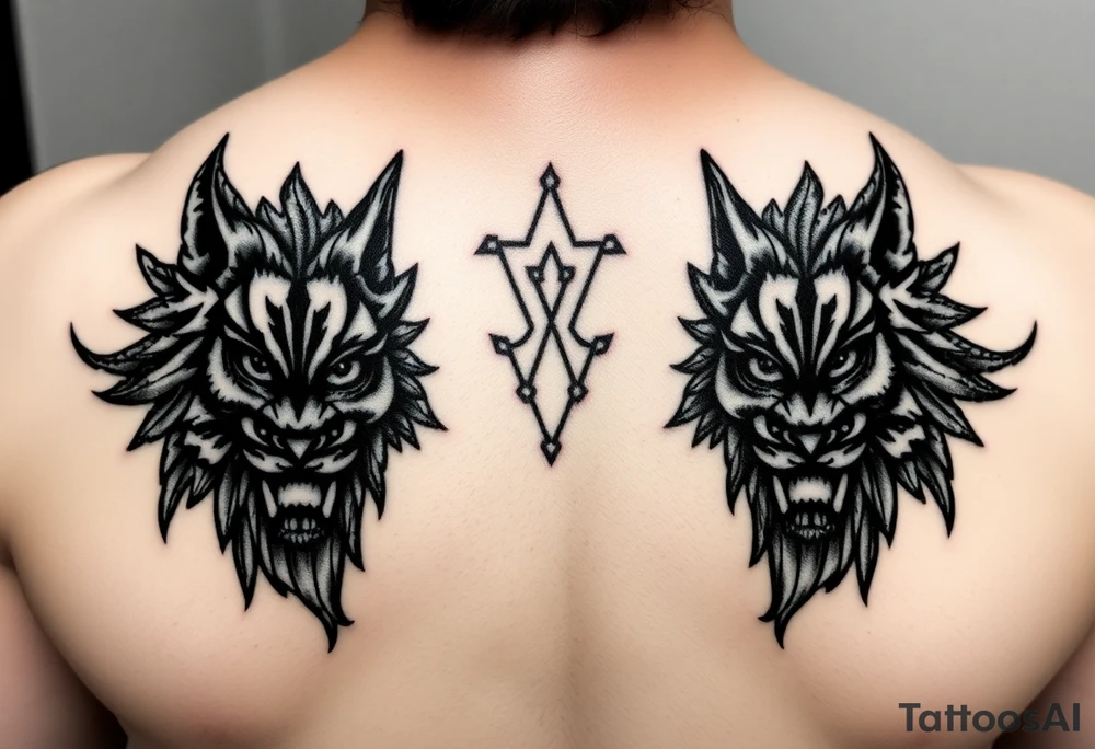 powerful majestic faces with huge eyes tattoo idea