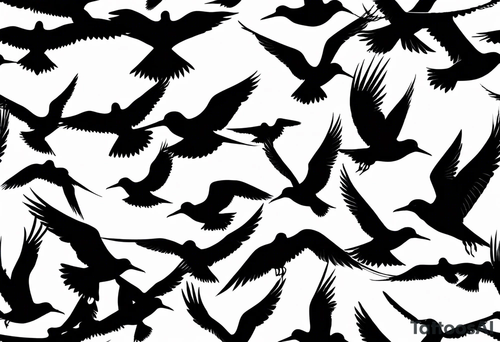 20 Silhouettes of an Arctic Tern flying tattoo idea