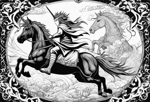 naruto riding a unicorn tattoo idea