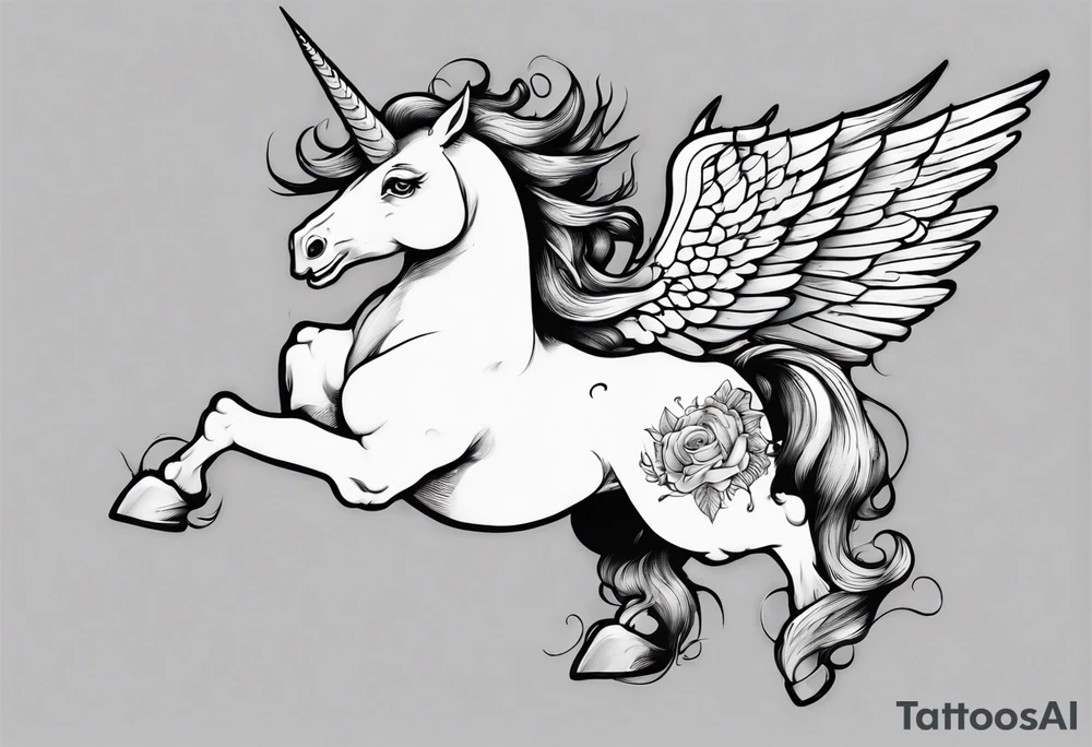 fat pegasus unicorn that looks like a rebel tattoo idea