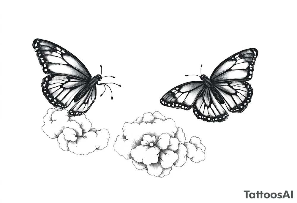 Monarch butterflies with clouds around tattoo idea