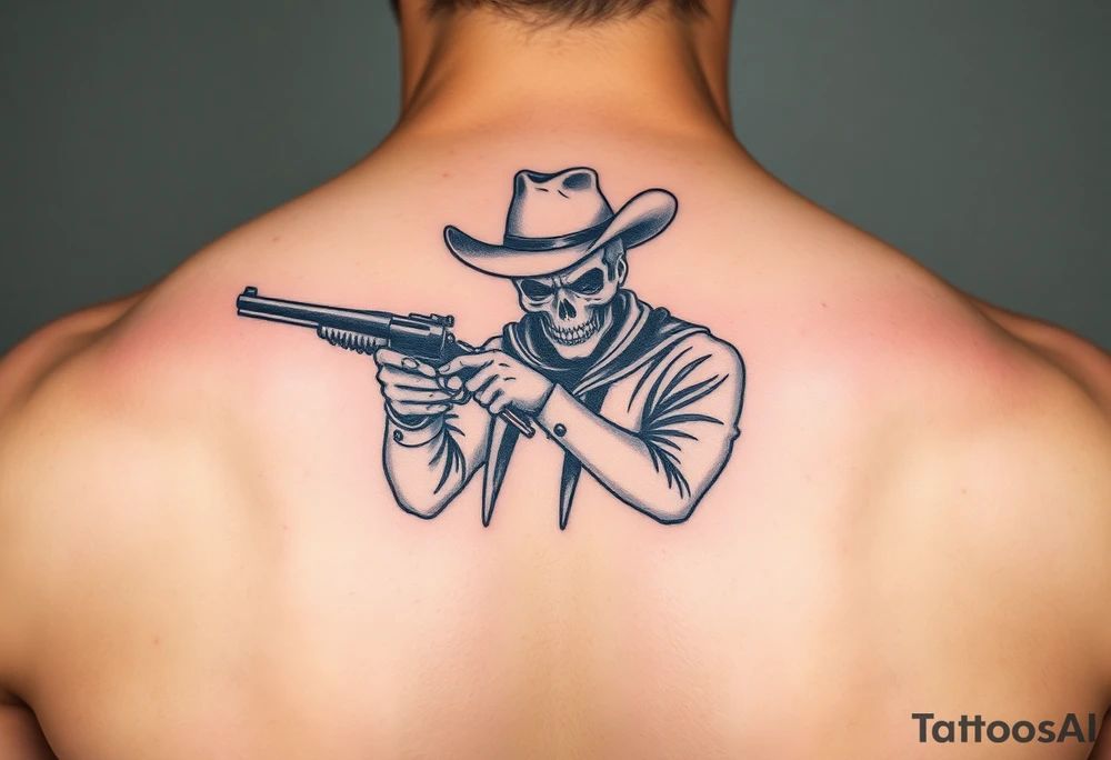 Dead cowboy with rifle tattoo idea