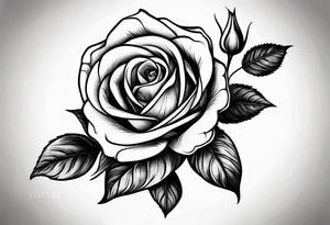 human hand holding a single rose stem tattoo idea