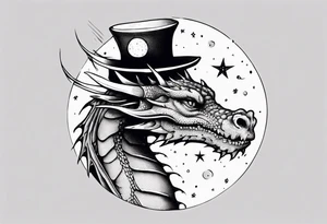 Dragon out in space with an hat back tattoo tattoo idea