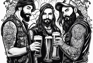 friends drinking beers tattoo idea