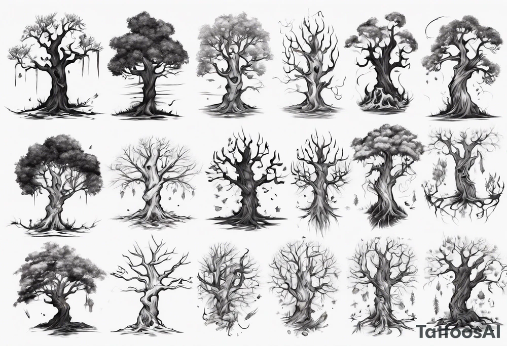 Dying tree tattoo idea