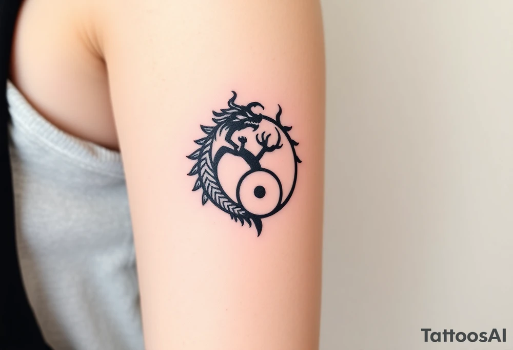 yin yang dragon tree of life tattoo idea