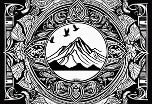 Mexican American inspired Tattoo that incorporates being a father,  love for family and importance of building wealth. Include elements of the Pacific Northwest Forrest tattoo idea