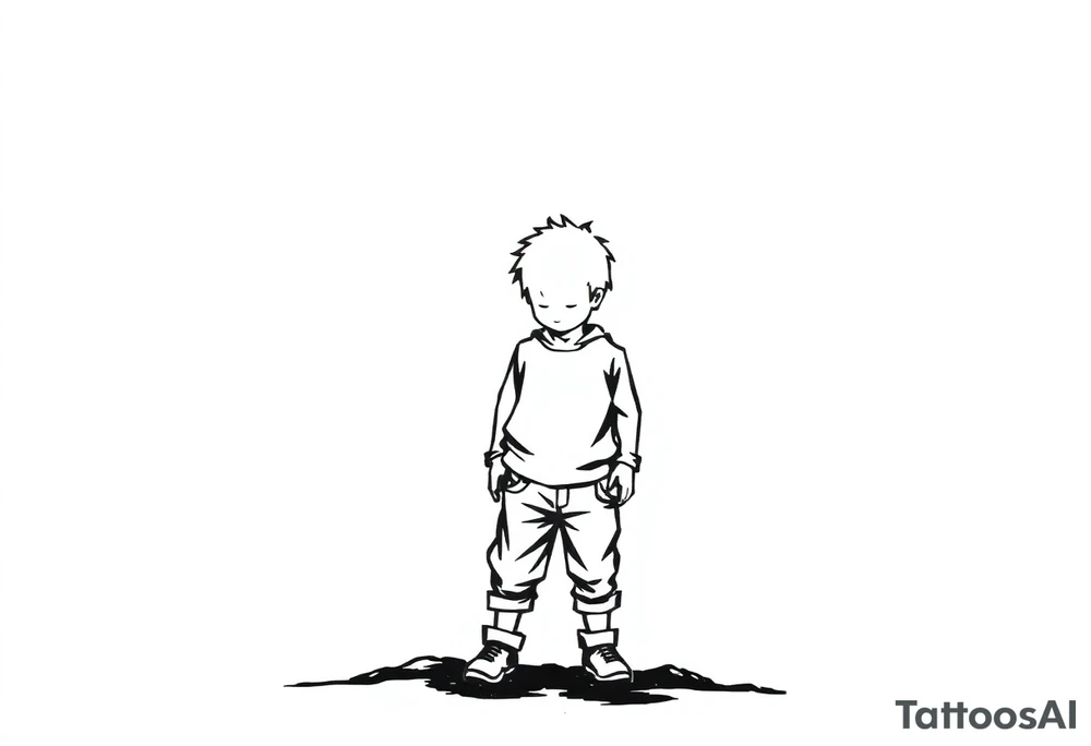 a silhoette of a kid standing tattoo idea