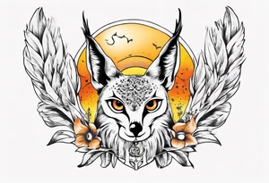 halb 
Fuchs halb Eule unter der Sonne mit dem Schriftzug Sapere Aude tattoo idea