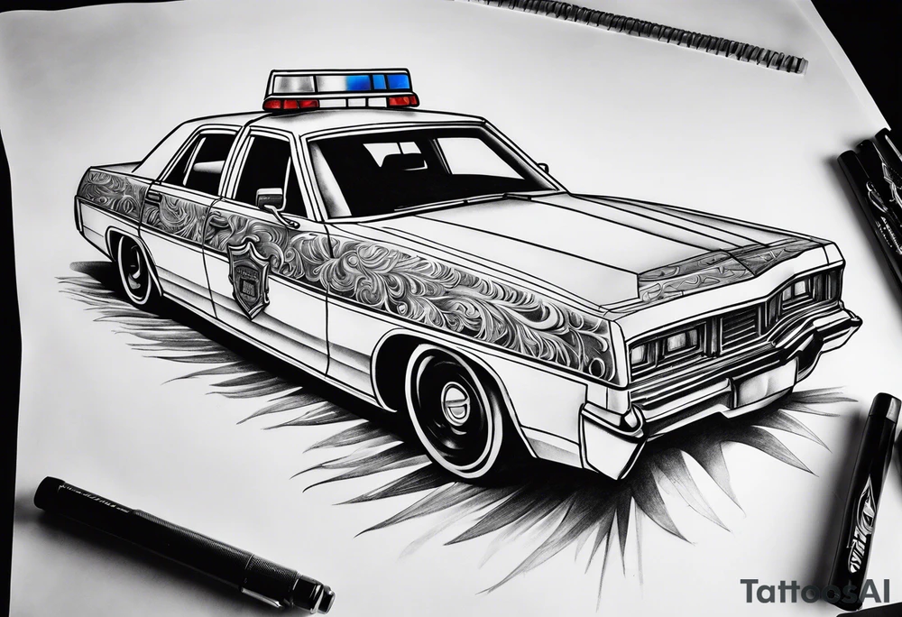 flaming police car tattoo idea
