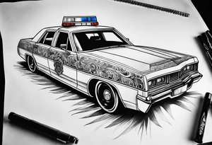 flaming police car tattoo idea