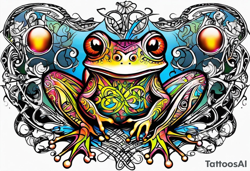 Hour glass letters m d y Barb wire tribal frog tattoo idea
