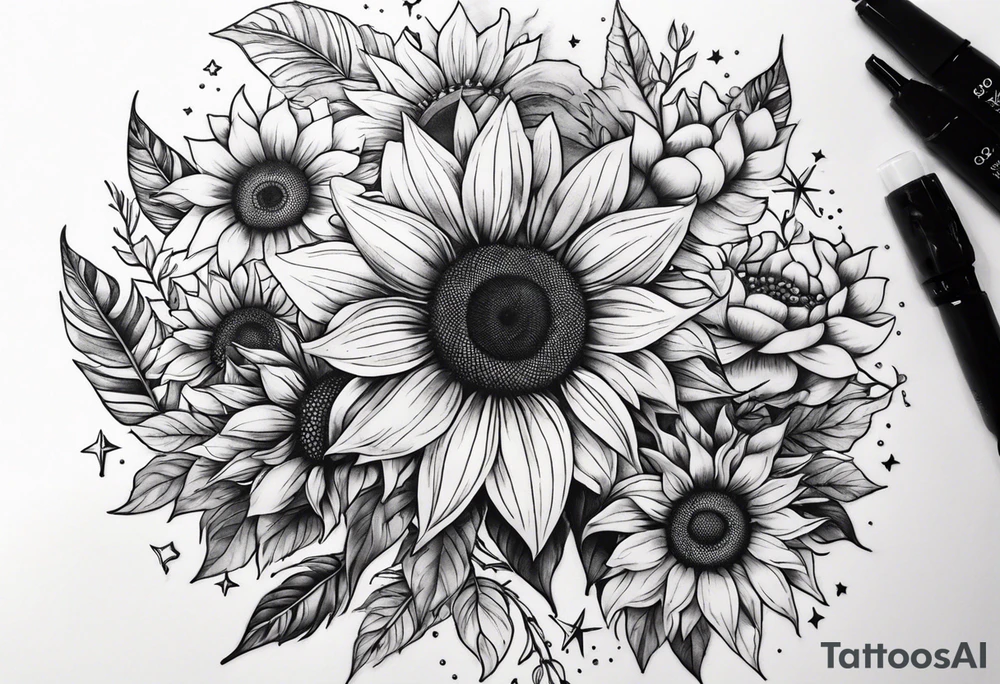 I’m a capicorn I love sunflowers, stars and set sunsets I also think a cassopiea consultation  is tired to me name starts with a W I have 3 kids 1 boy and 2 girls for my  fore arm tattoo idea