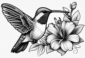Humming bird and flower for placement on side boob tattoo idea