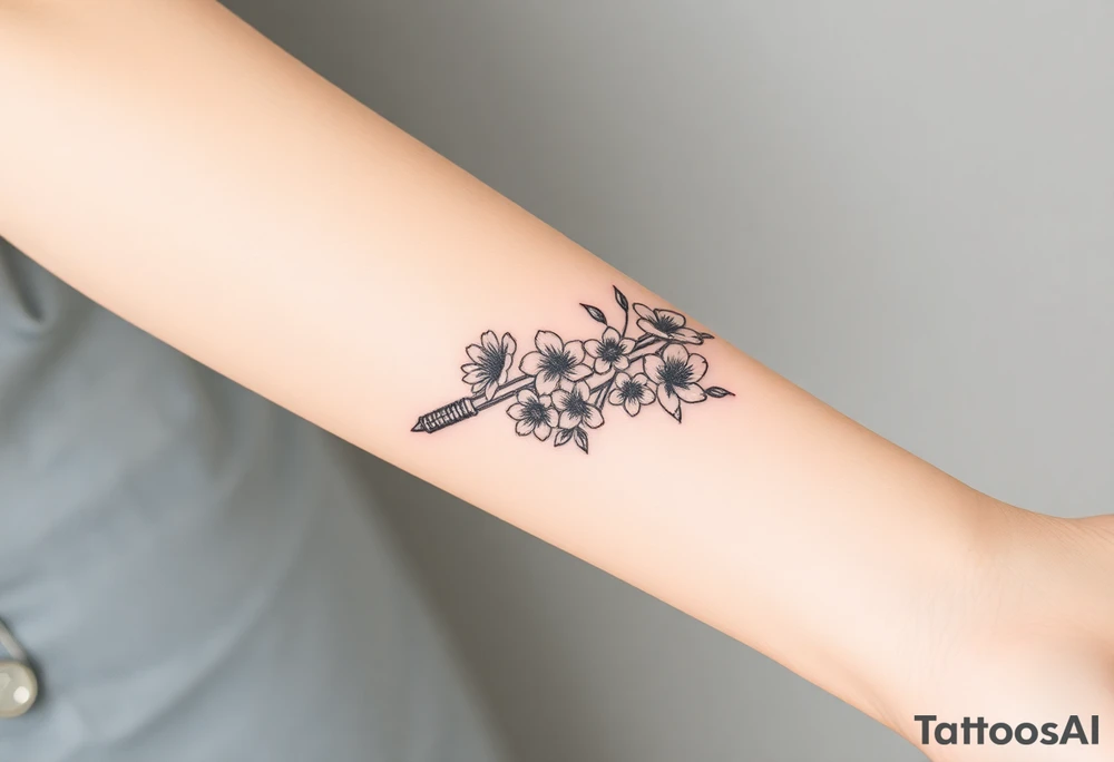Star Wars Lightsabre with daisies, morning glory, and lily of the valley in it tattoo idea