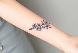 Star Wars Lightsabre with daisies, morning glory, and lily of the valley in it tattoo idea