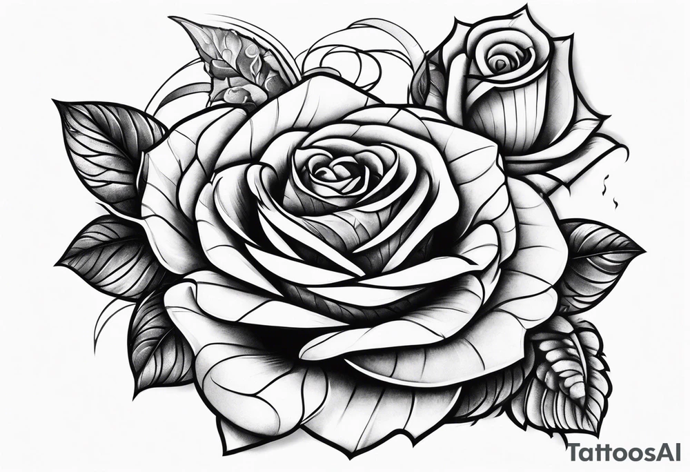 large thigh tattoo with a snake rapping around a rose tattoo idea