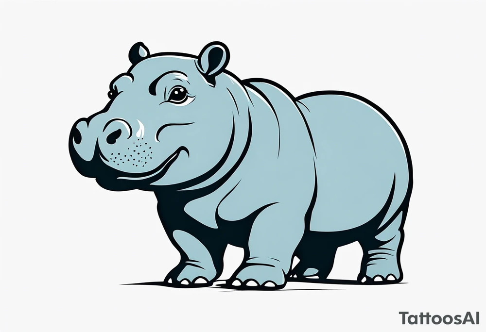 Baby hippo playful tattoo idea