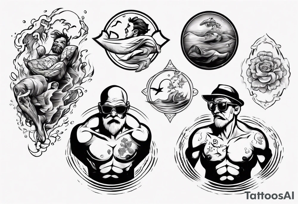 man swimming, no details tattoo idea